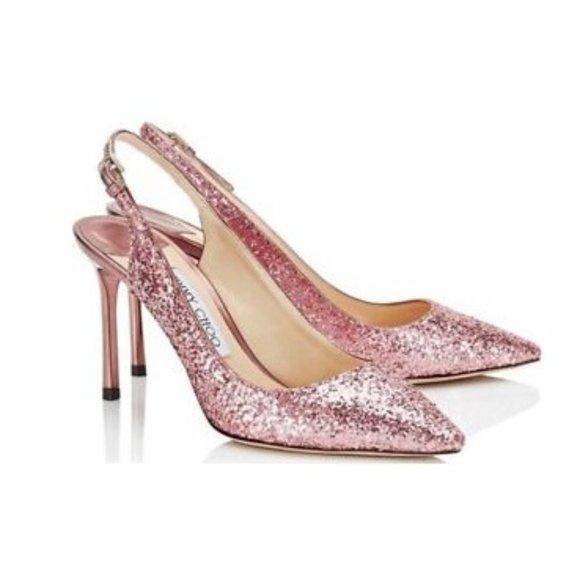 NIB Jimmy Choo Erin 85 Slingback Pumps Pink Glitter EU35.5 US5.5 $900 - Picture 1 of 14